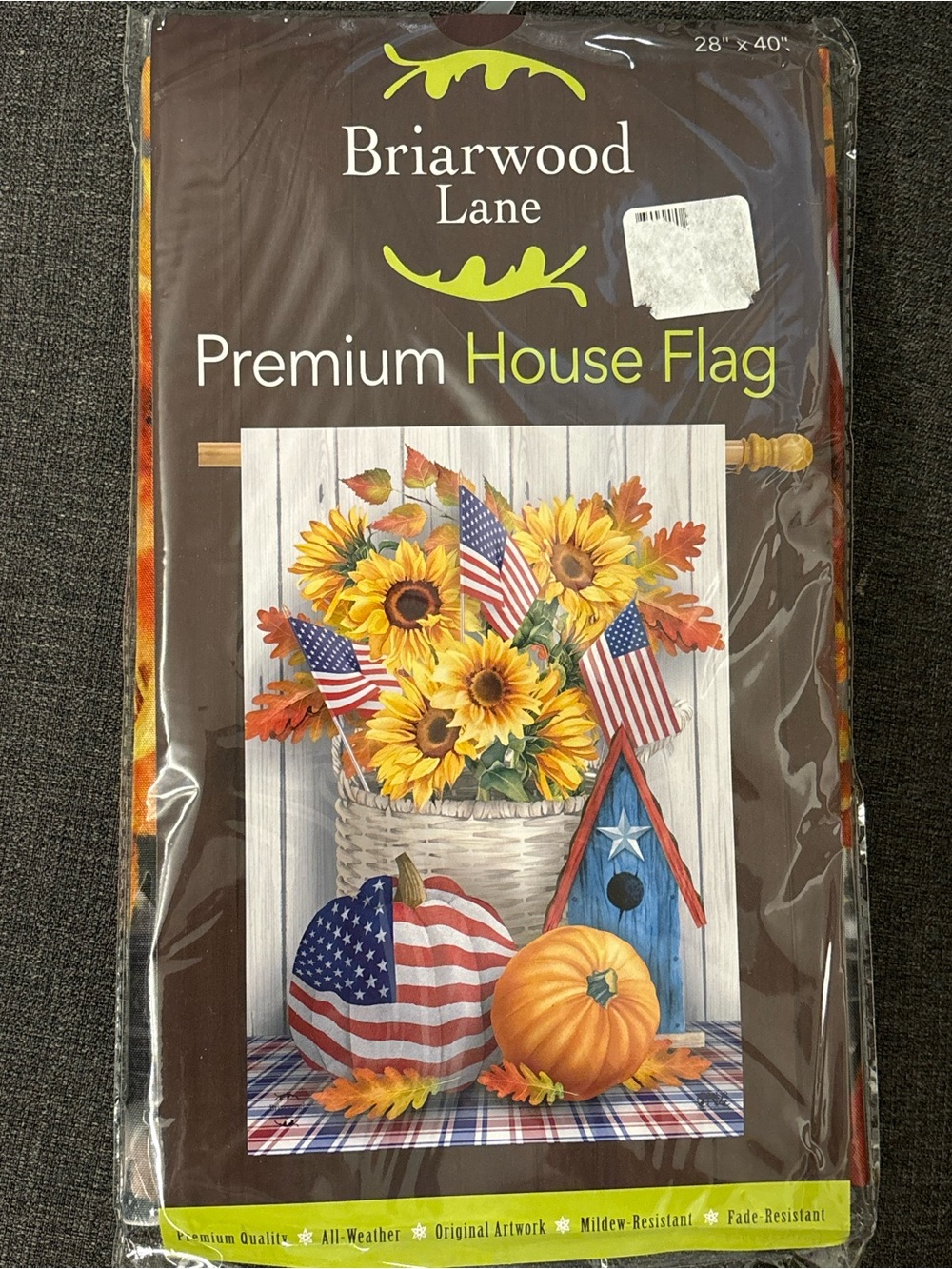 Sunflower & American Flag Premium House Flag - Brown